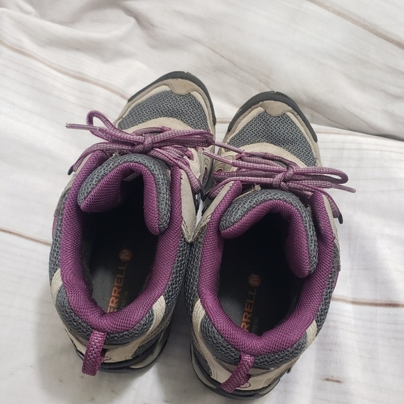 Merrell Castle Rock Gray Purple Hiking Boots Womens Size 8.5 Waterproof Lace Up - Picture 7 of 12